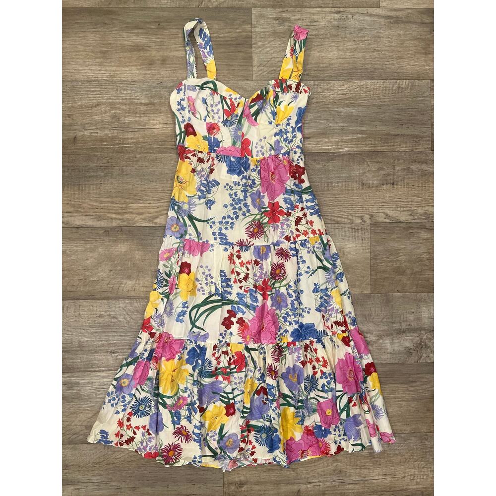 Zara NWT Floral Cotton Midi Dress Sold Out Blogger Favorite Vacation M L - Picture 15 of 16
